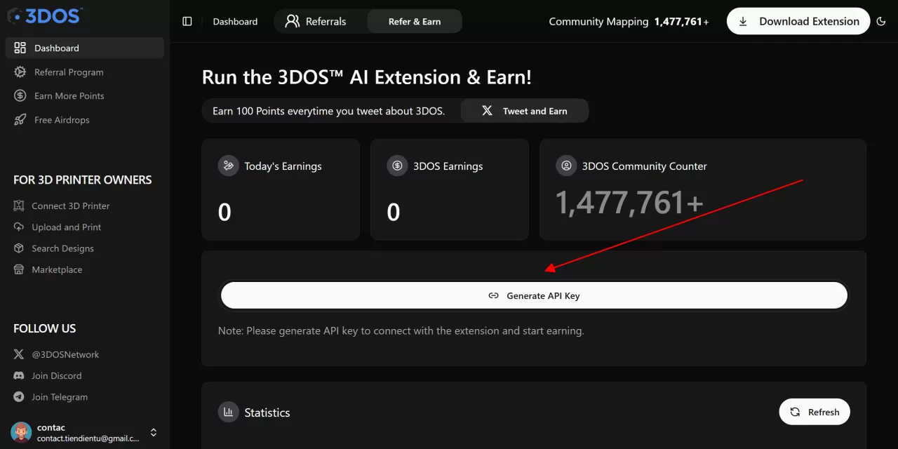 Generate API Key 3DOS